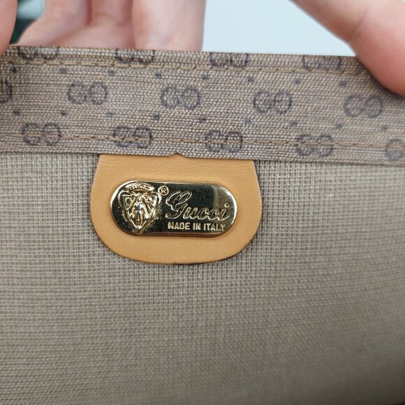 SOLD Gucci Web Tan Monogram Canvas Sherry Line GG Tote Bag - Picture 11 of 12